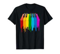Colores del Arco Iris derretidos Teclas de Piano Teclado Pianista Músico Camiseta