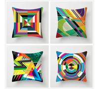 Colores Geometría 4 Piezas 45x45cm Fundas Cojines, Impresión en HD con Cremallera Oculta Cojines Decorativos, suave Cojines para Sofa Sala de Estar Dormitorio Automóviles Fundas de Cojines J-2822