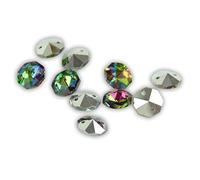 Colores normales, 14 mm, 1000 unidades/2000 cuentas de cristal octágono, 1 agujero/2 agujeros, accesorios de bricolaje para colgantes de prisma suelto, arco iris, 2 agujeros-1000 piezas