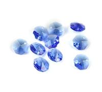 Colores normales, 14 mm, 1000 unidades/2000 cuentas de cristal octágono, 1 agujero/2 agujeros, accesorios de bricolaje para colgantes de prisma sueltos, azul claro, 1 agujero, 1000 piezas