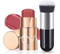 Colorete en Crema en Barra, Blush Stick para Ojos Labios y Mejillas, Rubor Sedoso Natural, Maquillaje Belleza Barra, Larga Duración Ligero Colorete facial, Multifunción Contorno Stick para Mujer Niña
