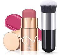 Colorete en Crema en Barra, Blush Stick para Ojos Labios y Mejillas, Rubor Sedoso Natural, Maquillaje Belleza Barra, Larga Duración Ligero Colorete facial, Multifunción Contorno Stick para Mujer Niña