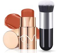 Colorete en Crema en Barra, Blush Stick para Ojos Labios y Mejillas, Rubor Sedoso Natural, Maquillaje Belleza Barra, Larga Duración Ligero Colorete facial, Multifunción Contorno Stick para Mujer Niña