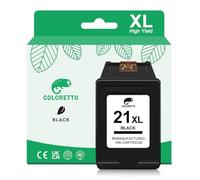 COLORETTO 21 XL Remanufacturado Cartucho de Tinta para HP 21XL Negro DeskJet F4180 D1560 D2460 F380 F370 F2180 F2280 D1460 3940 2180 D2460 PSC 1410 1415 Fax 1250 3180 Officejet 4310 4315 Impresoras
