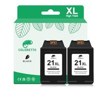 Coloretto 21XL Cartuchos de Tinta remanufacturados para HP 21 XL 21XL para HP Deskjet F380 F370 F4180 F2280 F2180 F2200 D1560 D1460 3940 D2460 PSC 1410 OfficeJet 4315 5600 5610 FAX 1250 3180 (2 Negro)