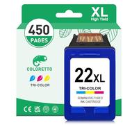 COLORETTO 22 XL Cartucho de Tinta Remanufacturado para HP 22XL Tri-Color | DeskJet F4180 F2200 D1560 F380 F370 F2180 F2280 D1460 3940 F4100 2180 D2460 PSC 1410 tinta Impresoras 22 XL tri-color