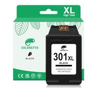 COLORETTO 301XL Negro Cartucho de Tinta para HP 301 XL Envy 4500 5530 4502 Officejet 2622 2620 2622 4630 4632 Deskjet 1000 1010 1050 1510 1512 1514 2050 2050A 2510 2540 2544 3050 Remanufacturado