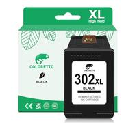 COLORETTO 302XL Negro Cartuchos de Tinta para HP 302 XL Deskjet 3639 1110 2130 2134 3630 3632 3636 3637 3638 Envy 4520 4521 4522 4523 4524 Officejet 3830 3833 3834 3835 4650 4652 4654 4658 Impresora