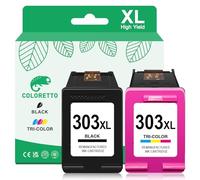 COLORETTO 303XL Cartucho de Tinta 303 XL Compatible con Envy 7120 7130 7155 7158 7164 7800 7820 6220 6230 6232 6234 6252 6255 6258 Tango X Impresoras Remanufacturado para HP 303 XL Negro y Color