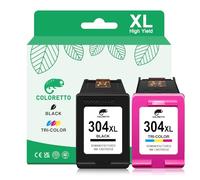 COLORETTO 304XL cartucho para hp 304 Cartucho de Tinta para HP 304 XL Negro y Color pack Compatible con HP DeskJet 2600 2620 2630 3700 3720 3730 3750 3760 3762 Envy 5010 5020 5030 5032 Remanufacturado