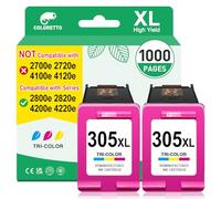 COLORETTO 305 XL Cartucho de Tinta 305 Color con DeskJet 2820e 2800e 2810e 2821e 2823e Deskjet 4200e 4210e 4220e 4222e 4230 2800 2810 2820 2821 2822 2823 4200 4210 4220 4222 4230 305XL Tri-Color Pack