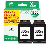 COLORETTO 305 XL Tinta para HP 305 XL Negro Pack Envy 6420e 6020e 6400 6430 | Tinta Impresora para HP 305 XL ENVY 6000 6010e 6020 6022 6022e 6030e 6032 6032e 6034 6050 6052 6055e 6058 6075 Black