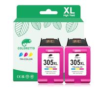 COLORETTO 305XL (2 Color) Cartuchos de Tinta para HP 305 XL para HP deskjet 2820e deskjet 4220e 2800e 2810e 2821e 2822e 2823e 4200e 4210e 4222e 4230e 4120e 2720e Envy 6000 Impresora para HP 305 Color