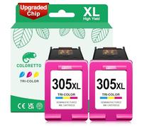 COLORETTO 305XL Color Tinta para HP 305 DeskJet 2820e 4220e 2800e 4222e 2810e 2821e 2822e 2823e 2700e 2710e 2720e 2721e 2722e 2723e 4110e 4120e 4122e 4130e Cartuchos 305 Tri-Color Pack hp305xl