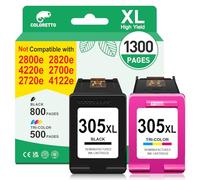 COLORETTO 305XL Tinta para HP 305 XL Cartuchos de HP 305 Envy 6030e hp305 | Envy 6020e 6420e 6430e 6022e 6432e 6400e 6000 6020 6400 6430 Tinta Impresora para HP 305 XL Negro y Color Cartuchos 305 XL