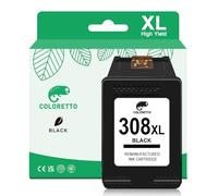 COLORETTO 308 XL Negro Cartuchos para HP 308 XL Envy 6520e 6500e 6530e 6532e para HP Envy 6120e 6100e 6110e 6122e 6130e DeskJet 2920 4320 Tinta para HP 308 Negro