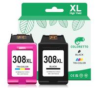 COLORETTO 308XL Cartucho de Tinta remanufacturado de Repuesto para HP 308 XL Compatible con HP Envy 6110e 6120e 6122e 6130 6132e 6520e 6530e 6532e impresoras, 2 Color