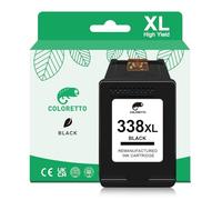 COLORETTO 338 XL Cartucho de Tinta Remanufacturado para HP 338XL Negro para OfficeJet 100 6310 H470 K7100 7210 Photosmart C3180 2575 C4180 C3100 8450 2610 8150 PSC 1510 1610 2355 Impresoras