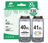 COLORETTO 40 XL 41XL Negro y Color Tinta para Canon 40 y 41 Remanufacturado