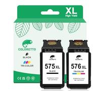 COLORETTO 575XL 576XL Negro y Color TS3550i Cartucho de Tinta Compatible con pixma TR4755i TS3750i TS3551i TS3751i TS3752i TR4750i TR4751i TR4756i Impresora para Canon PG-575 CL-576 XL Remanufacturado