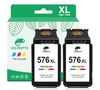COLORETTO 576XL Color Cartucho de Tinta 576 XL Compatible con pixma TS3550i TS3551i TS3750i TS3751i TS3752i TR4750i TR4751i TR4755i TR4756i impresoras Color Pack
