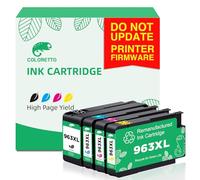 COLORETTO 963 XL Cartuchos de Impresora compatibles con para HP 963XL Multipack para HP Officejet Pro 9010 para 9012 9020 9014 9015 9019 ( Negro Cian Magenta Amarillo 4 Unidades)