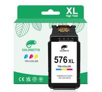 COLORETTO CL-576XL (1 Tricolor) Compatible con pixma TR4755i TR4756i TS3750i TS3550i TS3551i TS3751i TS3752i TR4750i TR4751i Cartuchos de Tinta para Canon 576 XL Color