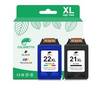 COLORETTO para HP 21XL 22XL 21 22 XL Cartucho de Tinta Remanufacturado Compatible con Officejet 4315 PSC 1410 Deskjet 3940 D1530 F2280 Impresoras