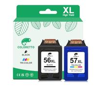 COLORETTO para HP 56 57 Cartucho de Tinta Remanufacturado Compatible con 4105 4110xi 1210 1215 1216 1315 1350 2105 2110 2175 2210 4212 4215 4255 5150 5550 7260 Impresoras(1 Negro,1 Tricolor)