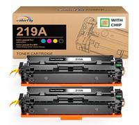 colorfly 219A W2190A Tóner con Chip Compatible con 219A 219X W2190X | Tóner para HP 219A 219X para HP Color LaserJet Pro MFP 3302FDWG MFP 3302SDWG 3302FDNG para tóner (2 negros)