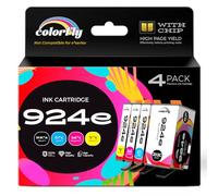 colorfly 924e 924XL Cartuchos de impresora de repuesto para HP 924 XL 924 Compatible con HP Officejet Pro 8120 8122 8123 8125 8128 8130 8132 8133 8134 8135, con chip 4 unidades