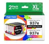 colorfly 937e 937XL con Chip Compatible con HP 937E 937 XL, para HP 9110b | Compatible con HP OfficeJet 9110b 9130b 9120b 9117b impresoras (Negro Cian Magenta Amarillo, Paquete de 4)