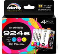 colorfly Cartuchos de impresora 924e 924XL de repuesto para HP 924 XL 924 compatibles con HP Officejet Pro 8120 8122 8123 8125 8128 8130 8132 8133 8134 8135, con chip 4 unidades