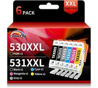 colorfly Cartuchos de Impresora PGI-530XL PGI530 CLI-531XL Compatibles con Canon PGI530 CLI531 530 531 530XL 531XL 530XXL 531XXL Multipack de Cartuchos para Canon PIX MA TS8750 TS8751 (Paquete de 6)