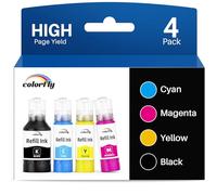 colorfly Compatible con 104 Tinta Epson Multipack 102 para EcoTank ET-2710 ET-2711 ET-2715 ET-2720 ET-2726 ET-2700 ET-2750 ET-2756 ET-2810 ET-3700 Y ET-3750 ET-4700 ET-4750