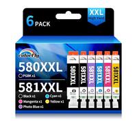 colorfly PGI 580 XXL CLI 581 XXL Cartucho de Tinta Compatible para Canon 580 para Canon 581 para TS8150 TS8151 TS8152 TS8250 TS8251 TS8252 TS8350 TS8351 TS8352 TS9150 TS9155 (6 Paquetes)