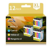 colorfly T604XL Cartucho de Tinta Compatible con E604XL para Expression Home XP-2200 XP-2205 XP-3200 XP-3205 XP-4200 XP-4205, Workforce WF-2910DWF WF-2930DWF WF-2935DWF WF-2950DWF (12 Paquetes)