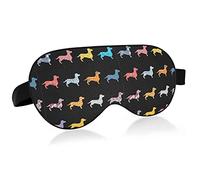 Colorfu Dachshund Dogs On Black Eye Masks Cover Blocks Light Sleep Mask Shade Cover Blindfold Relaxing Eyeshade Cover con correa ajustable para la cabeza para hombres, mujeres y niños