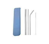 Colorful 304 Stainless Steel Straws Set Box Reusable Milkshake Drinking Straw Metal With Cleaner Brush 64(Silver)