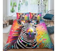 Colorful abstract animal Funda de Edredón de poliéster Tres Piezas Diseño 3D con Cremallera Colorido abstract animal Funda Edredon incluye Fundas de Almohada Lavables Suave for familia （140x200cm）