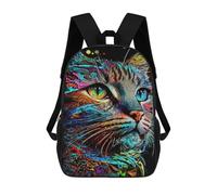 Colorful Abstract Cat Art Print-14 Mochilas Impresas En 3D Para Niños 17inch Mochilas De Moda Informales Para El Día A Día, Bolsas De Viaje, Mochilas Informales Para Exteriores Para Niños Y Niñas