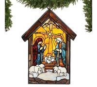 Colorful Acrylic Suncatcher - Christmas Hanging Window Decor With Printed Stained Glass Style Design Sun Catcher, Portable Garden Suncatcher Holiday Decorations, For Family Friends Colleagues