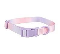 Colorful Adjustable Dog Collar | Sturdy Polyester, Neck Protection | Pet Collar for Outdoor Walks/Daily Decoration | 2 - Color Webbing Design (Rosa Morado)