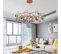 Colorful Agate Sputnik Chandelier Firefly Blue G4 Elegant Flush Mount Ceiling Light Fixture 6 Light Creativity Bed Room Agate Stone (Color : 8535cm Size : Green)