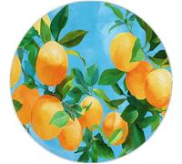 Colorful Alfombra Redonda con patrón Minimalismo Fruta Naranja Hojas. Lavable, Alfombras para Sala de Estar de Pelo Corto, 120 cm para Pasillo Cama Comedor alfombras de Suelo Que no se