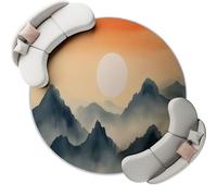 Colorful Alfombra Redonda con patrón Tradicional Minimalista Montañas Sol Lavable, Alfombras para Sala de Estar de Pelo Corto, 150 cm para Pasillo Cama Comedor alfombras de Suelo Que no se