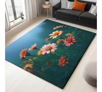Colorful Alfombras para Sala de Estar - Misterio Flores Margaritas Alfombras patrón para Dormitorio 140 x 200 cm, Minimalist Alfombra de Cocina Que no Suelta Pelo de Pelo Corto para Pasillo Oficina