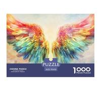 Colorful Angel Wings-Delicate Feathers Puzzle De Madera Impermeable DIY Puzzle De 1000 Piezas para Adultos Desafiante Y Estimulante Rompecabezas para Adultos Juegos Educativos