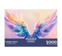 Colorful Angel Wings-Delicate Feathers Puzzle De Madera Impermeable DIY Puzzle De 1000 Piezas Regalos para Adultos Desafiante Y Estimulante Rompecabezas para Adultos Juegos De Puzzle Desafiantes