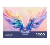 Colorful Angel Wings-Delicate Feathers Puzzle De Madera Impermeable Puzzle De 1000 Piezas Regalos para Adultos Desafiante Y Estimulante Rompecabezas para Adultos Juegos Educativos
